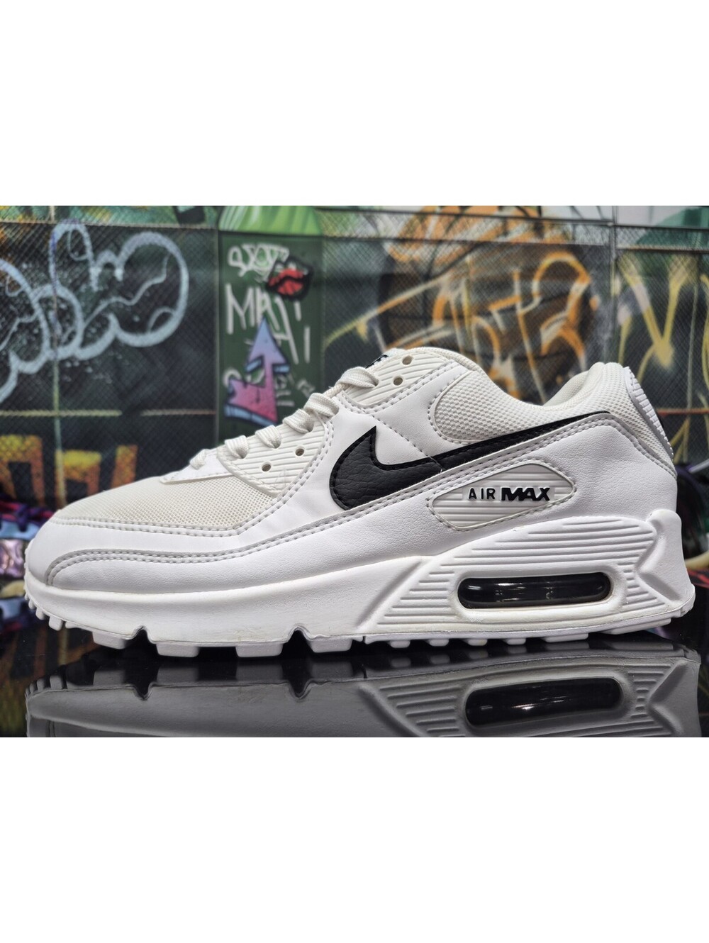 Nike Air Max 90 Womens Size 9W Mens 7.5M White Black Athletic Running Sneakers
